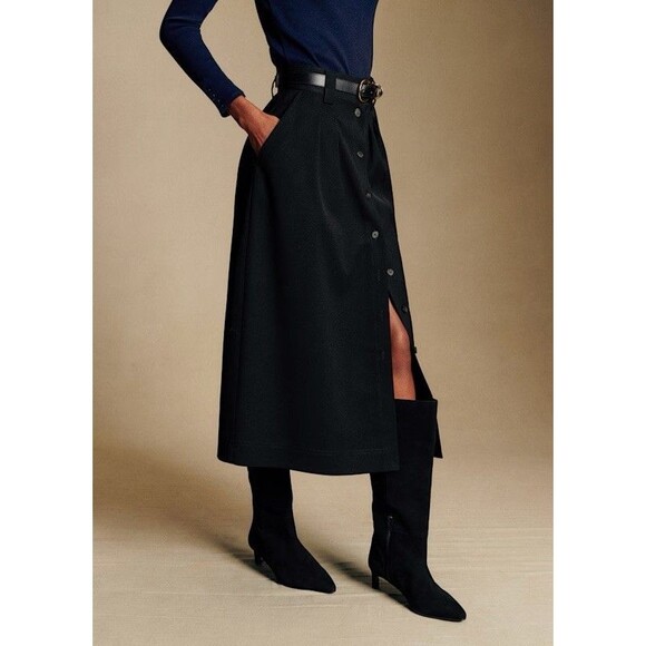 Sezane Dresses & Skirts - Sezane Black Clarine Skirt Size 2 - EUR 34 Pockets Button Front NWT